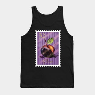 Vintage postage stamp plum watercolor design stamp collector Tank Top